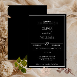 Minimalistische schwarze und weiße Hochzeitseinlad Einladung