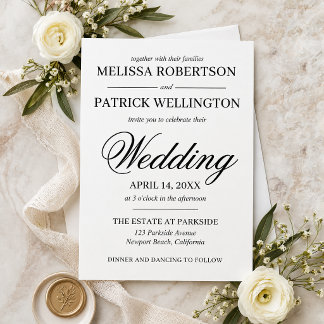Minimalistische schwarze und weiße Hochzeitseinlad Einladung