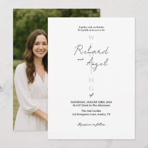 Minimalistische schwarze und weiße Hochzeitseinlad Einladung