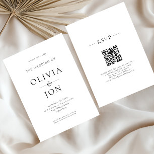 Minimalistische schwarze und weiße QR-Code-Hochzei Einladung