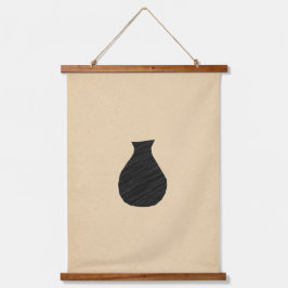 Minimalistische schwarze Vase Wandteppich Mit Holzrahmen