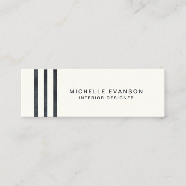 Minimalistische schwarze Wasserfarben Streifen auf Mini Visitenkarte (Vorderseite)