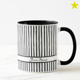 Minimalistische schwarze Wasserfarben-Streifen mit Tasse