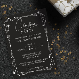 Minimalistische schwarze weiße Firmen-Weihnachtsfe Einladung