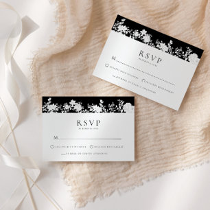 Minimalistische schwarze Weiße RSVP-Beilagekarte Einladung