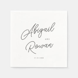 Minimalistische schwarze weiße Schrift Hochzeitsse Serviette