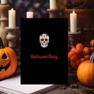 Minimalistische schwarze Zuckerschädel-Halloween-P Einladung