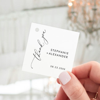 Minimalistische Schwarzweiß-Gastgeschenk Hochzeit Geschenkanhänger