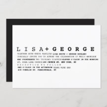 Minimalistische Schwarzweiss-Hochzeits-Einladung