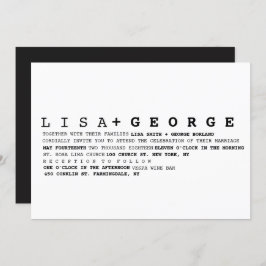 Minimalistische Schwarzweiss-Hochzeits-Einladung Einladung