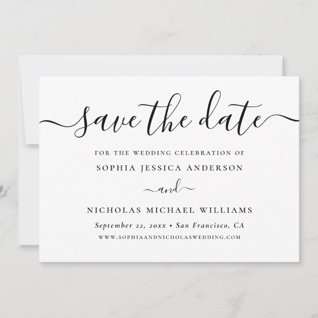 Minimalistische Schwarzweiß-Schrift | Elegantes Fo Save The Date (Vorderseite)