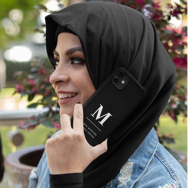 Minimalistische Schwarzweißfarben und Weiß-Monogra Case-Mate iPhone Hülle (Von Creator hochgeladen)