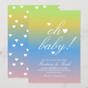 Minimalistische schwebende Herzen  Baby Shower Far Einladung