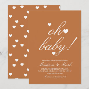 Minimalistische schwebende Herzen  Babyparty Erdig Einladung