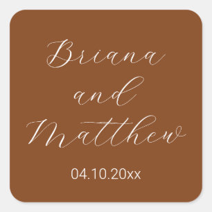 Minimalistische Script Calligraphy Terracotta Wedd Quadratischer Aufkleber