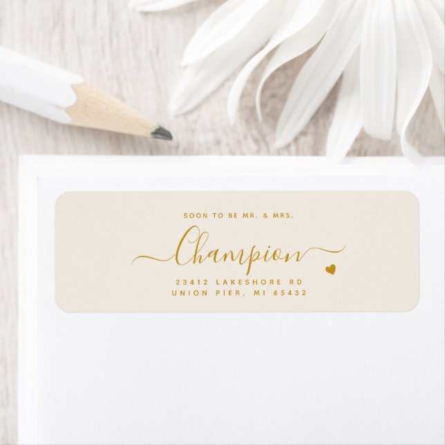 Minimalistische Script Gold Wedding Rücksendeadres (Insitu)