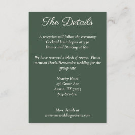 Minimalistische Script Highland Moss Green Details Begleitkarte