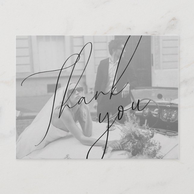 Minimalistische Script-Hochzeit Vielen Dank Postca Postkarte (Vorderseite)