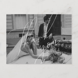 Minimalistische Script-Hochzeit Vielen Dank Postca Postkarte