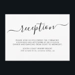 Minimalistische Script-Hochzeitsempfehlung Begleitkarte<br><div class="desc">Elegantes handgeschriebenes Script Einfache Minimalistische Schwarz-Weiß-Rezeptionskarte.</div>