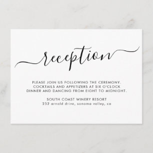 Minimalistische Script-Hochzeitsempfehlung Begleitkarte