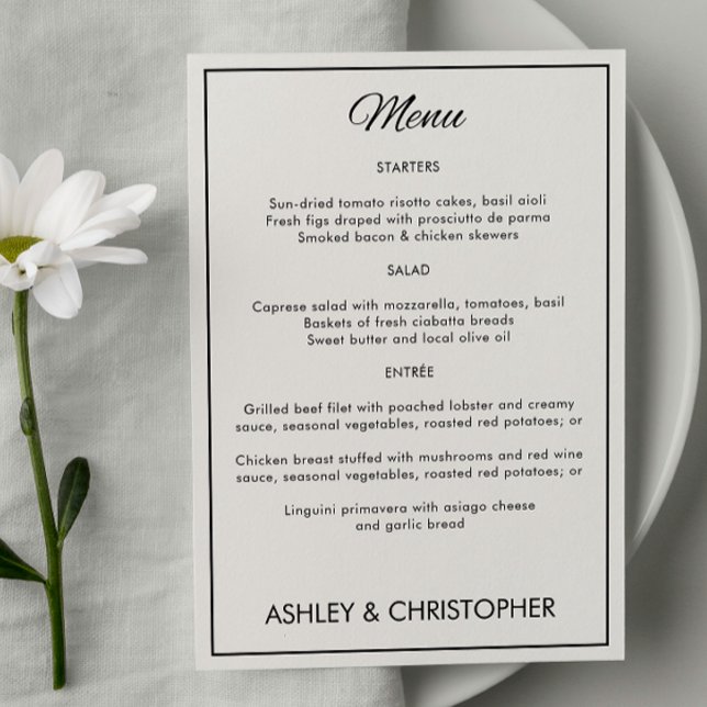 Minimalistische Script-Hochzeitsempfehlung Menükarte (Von Creator hochgeladen)