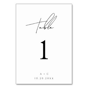Minimalistische Script-Hochzeitskarte Tischnummer
