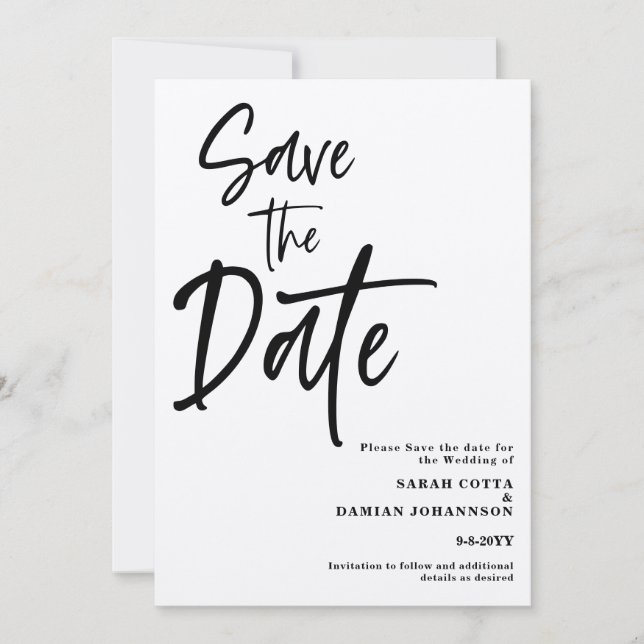 Minimalistische Script Kraft Save the Date Einladung (Vorderseite)