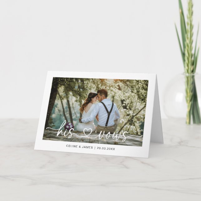 Minimalistische Script-Liebe Hört seine Vows-Karte Karte (Vorderseite)