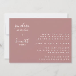 Minimalistische Script-Moderne Hochzeit | Dusty Ro Einladung