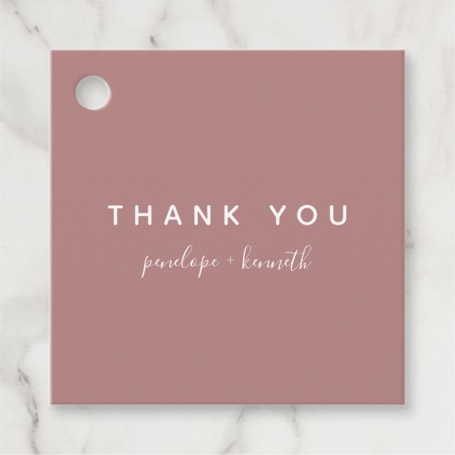 Minimalistische Script-Moderne Hochzeit | Dusty Ro Geschenkanhänger (Vorderseite)
