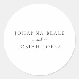 Minimalistische Script-Moderne Hochzeit Runder Aufkleber