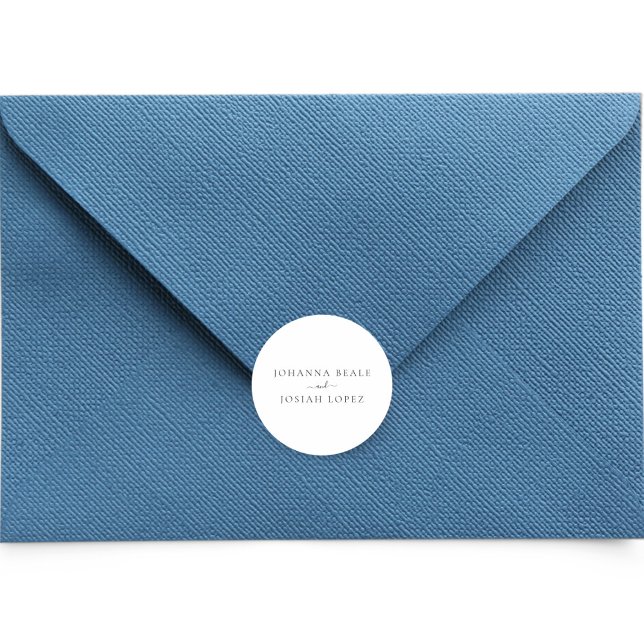 Minimalistische Script-Moderne Hochzeit Runder Aufkleber (Von Creator hochgeladen)