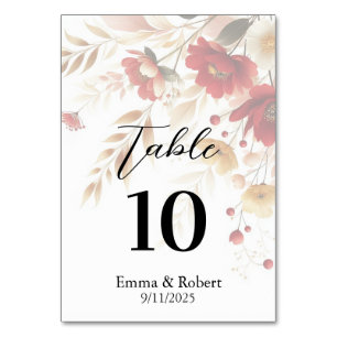 Minimalistische Script-Rose Hochzeitsplan Tischnummer