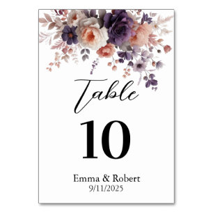 Minimalistische Script-Rose Hochzeitsplan Tischnummer