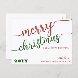 Minimalistische Script Typografie Frohe Weihnachts Feiertagspostkarte