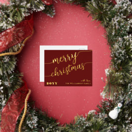 Minimalistische Script Typografie Frohe Weihnachts Folien Feiertagspostkarte