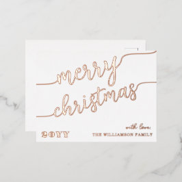 Minimalistische Script Typografie Frohe Weihnachts Folien Feiertagspostkarte