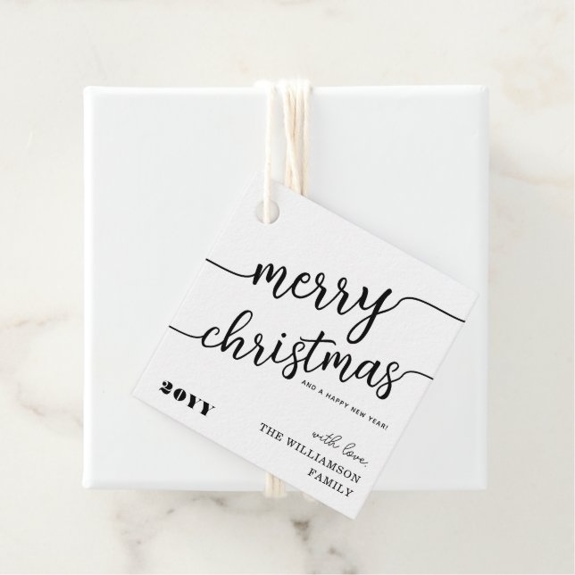 Minimalistische Script Typografie Frohe Weihnachts Geschenkanhänger (Beispiel)