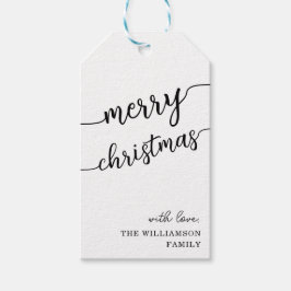 Minimalistische Script Typografie Frohe Weihnachts Geschenkanhänger
