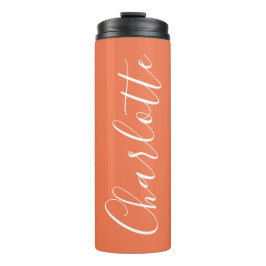 Minimalistische Script Typografy Name in Coral Ros Thermosbecher