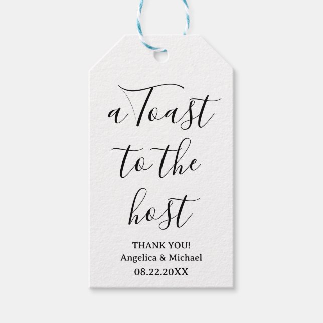 Minimalistische Scriptherberge Danke Weinflasche T Geschenkanhänger (Vorderseite)