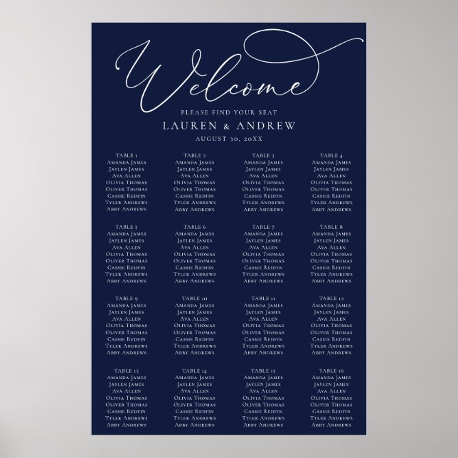 Minimalistische Seekarte für Navy Blue Poster (Vorne)