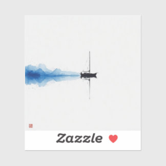 Minimalistische Segelboot-Aquarell- und Tintenmale Aufkleber