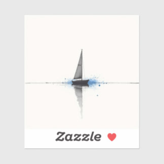 Minimalistische Segelboot-Aquarell- und Tintenmale Aufkleber