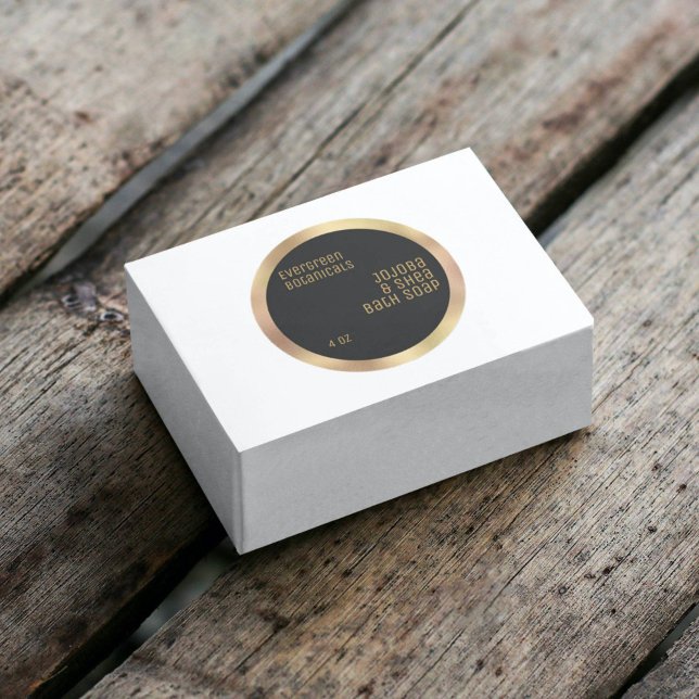 Minimalistische Seifenkosmetik kennzeichnet Schwar Runder Aufkleber (Von Creator hochgeladen)