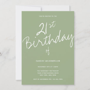 Minimalistische Seite 21. Geburtstag Einladung