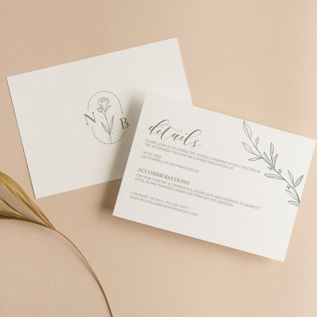 Minimalistische Seite Grün Elegante Hochzeiten Det Begleitkarte (Von Creator hochgeladen)