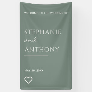 Minimalistische Seite Grün mit Herz Moderne Hochze Banner