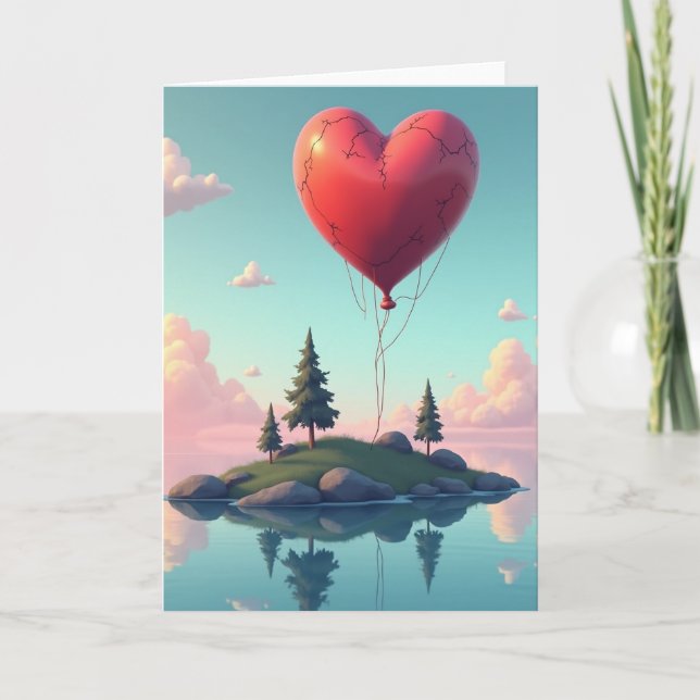 Minimalistische Serene Herz Karte (Vorderseite)